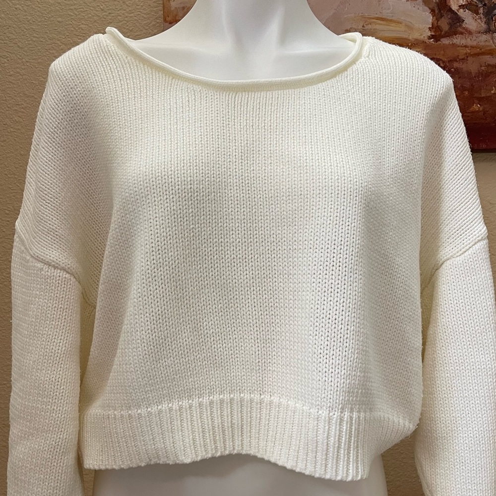 Acrylic lined sweatshirt, Large size, cream color, lightly worn